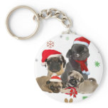 Pug Santa Paws keychains