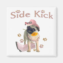 Pug Side Kick Refrigerator Magnets