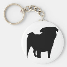 Pug Silhouette Key Chain