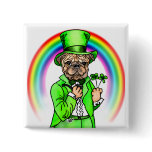 Pug St Patrick's Day Button