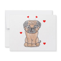 Pug Valentine Ears Custom Invite