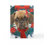 Puggle in Christmas Wreath