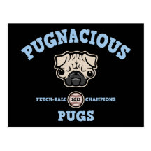 Pugnacious Pugs Post Card