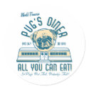 Pug's Diner 50s Vintage Retro Stickers
