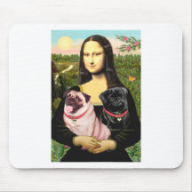 Pugs (Fawn + Blk) - Mona Lisa Mouse Pad