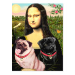 Pugs (Fawn + Blk) - Mona Lisa Post Card