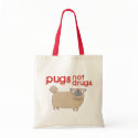 Pugs not drugs tote bag