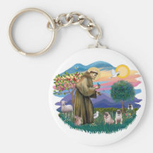 Pugs (two fawn) keychains