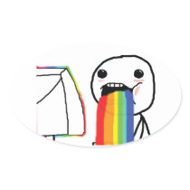 Puking Rainbows Oval Stickers