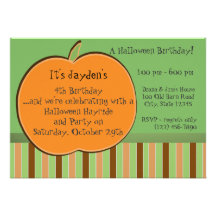 Pumkin and Stripes Personalized Invites