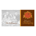 Pumpkin and Autumn Leaves Thanksgiving Photo Card