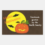 Pumpkin and bats 2 rectangle sticker