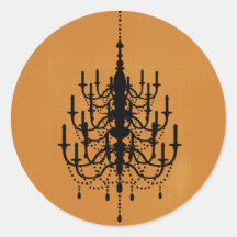Pumpkin and Black Chandelier Wedding Seal Round Stickers