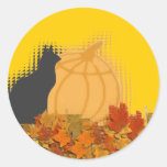 Pumpkin and Cat Round Stickers