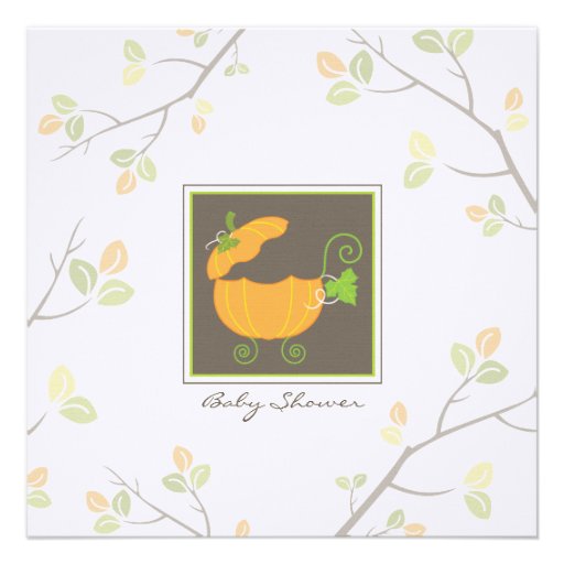 Pumpkin Baby Carriage Shower Invitation