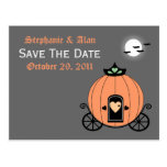 Pumpkin Carriage At Night Save The Date Postcard