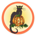 PUMPKIN CAT by SHARON SHARPE Round Stickers