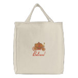Pumpkin Coach Embroidered Tote Bag embroidered bags