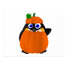 Pumpkin Costume Halloween Penguin Post Cards