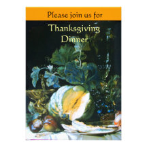 PUMPKIN , FRUITS AND GLASSWARE Thanksgiving Dinner Personalised Invitation