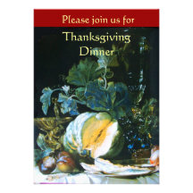 PUMPKIN , FRUITS AND GLASSWARE Thanksgiving Dinner Personalized Invitations