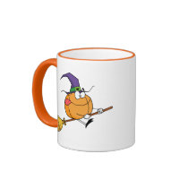 Pumpkin Goes Vroom Vroom on Witch's Broom mugs