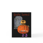 Pumpkin Man Tombstone Halloween Party Invitation cards