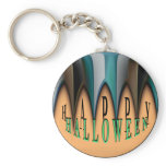 Pumpkin Orange Happy Halloween Striped Fangs keychains