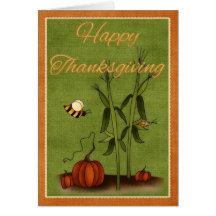 Pumpkin Patch Scene Happy Thanksgiving Card