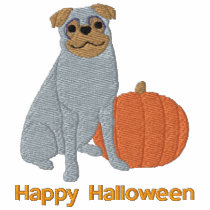 Pumpkin Pug Embroidered Shirt (T-Shirt)