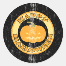 Pumpkin Retro Halloween Round Stickers