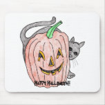 pumpkin with black cat(mouse pad) mousepads