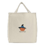 Pumpkin with Witch's Hat Halloween Design 2 Embroidered Tote Bag