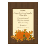 Pumpkins and Oak Leaves Thanksgiving Menu Custom Announcements