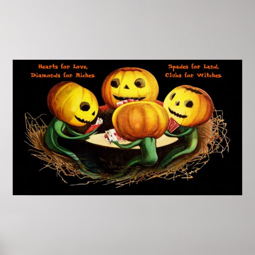 Pumpkins at Cards Halloween Poster