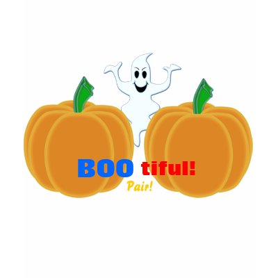 Pumpkins Boo-tiful Pair Ghost Halloween Tee Shirt