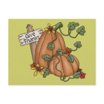 Pumpkins Thanksgiving Give Thanks Postcard