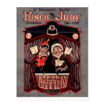 Punch and Judy Puppets Illustration Art Postcards