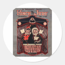 Punch and Judy Puppets Illustration Art Stickers