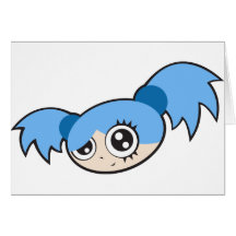 Punk Girl Blue Greeting Cards