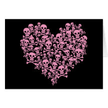 Punk Pink Skull Heart Card