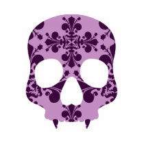 Punk purple damask fanged skull photo cutouts