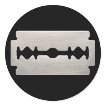 PUNK ROCKER RAZOR BLADE ROUND STICKER