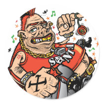 Punk Santa Round Sticker