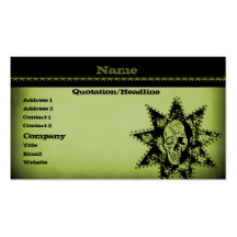 Punk Skull Business Card, Olive Green