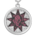 Punk Skull Necklace, Dark Pink