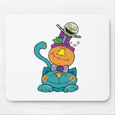 Punpkin monster cat mouse mats by doonidesigns