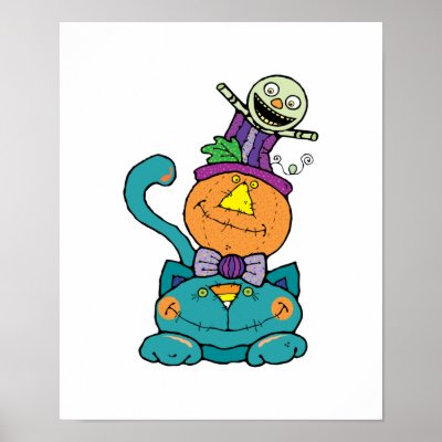Punpkin monster cat print by doonidesigns
