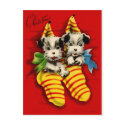 Puppies in Stockings postcards