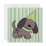 Puppy 4th Birthday Party Kids Lime Custom Invite invitations